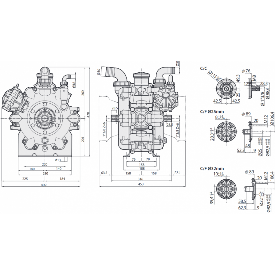 Мембранный насос AR 250 bp C/F ø25 BlueFlex™ арт. 32044