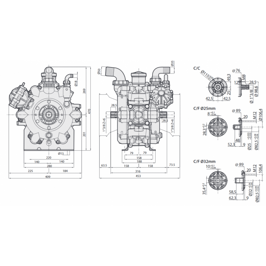 Мембранный насос AR 250 bp C/F ø25 BlueFlex™ арт. 32044