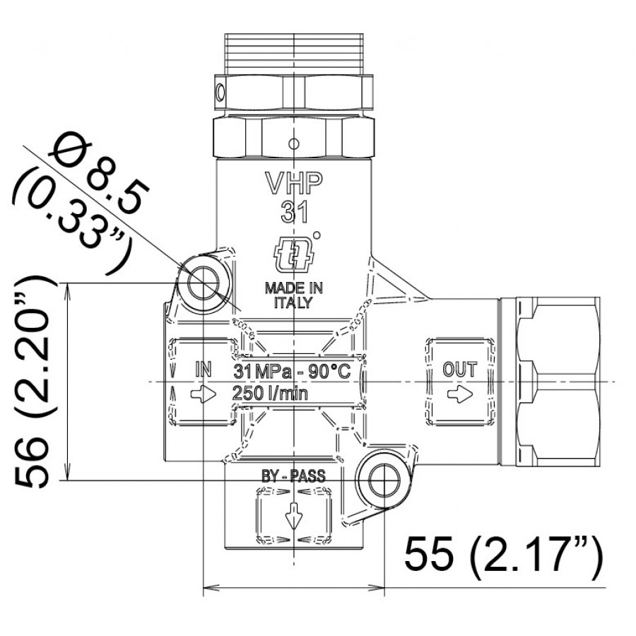 Регулятор давления Mecline VHP 31/250 (170бар, 250л/мин, 1г-г, By-pass 1г, лат) Регулятор давления Mecline VHP 31/250 (170бар, 250л/мин, 1г-г, By-pass 1г, лат)